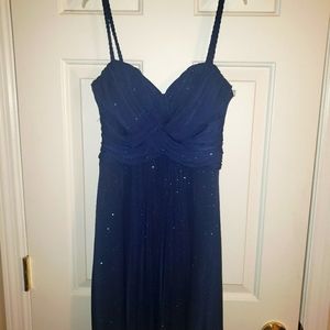 Braided strap, knee length, formal dress